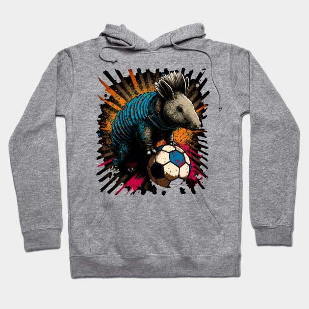 Armadillo Sports Player Soccer Futball Football - Graphiti Art Graphic Trendy Holiday Gift Hoodie by MaystarUniverse